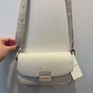 NWT Ted Baker Rory Leather Magnetic Snap Closure Crossbody Handbag in white